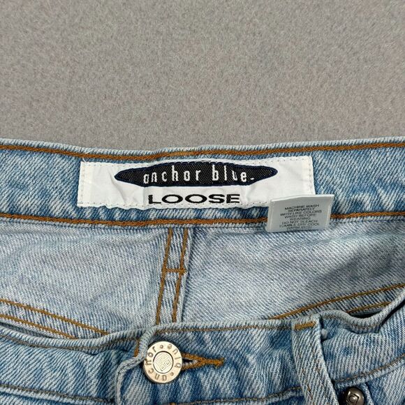 Vintage Anchor Blue Denim Jeans Womens 15/16 Blue Light Wash Loose Straight Leg - Picture 11 of 13